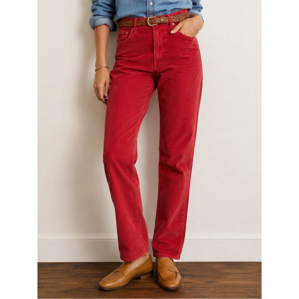 Vintage Polo Ralph Lauren Pants Brick Red Corduroy Straight Leg Jeans Size 28